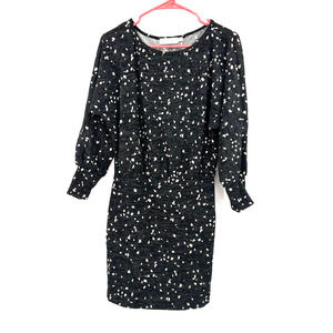 All in Favor size small long sleeve‎ bodycon dress black cream speckled print